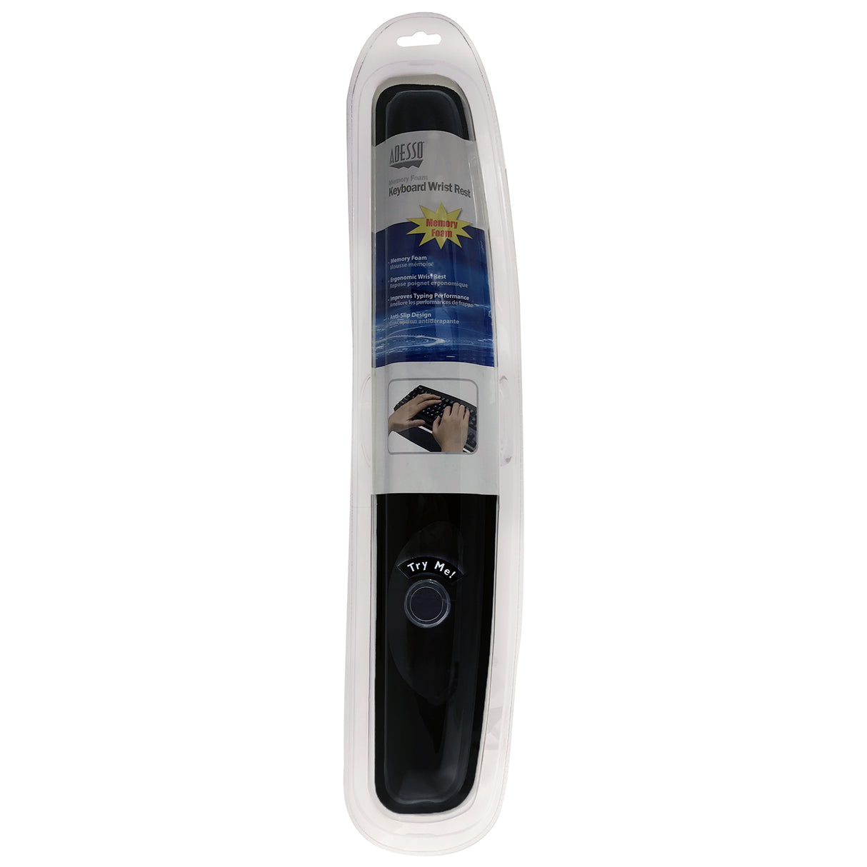 Adesso TruForm P300 descansa muñecas Espuma de memoria, Microfibra, Caucho Negro