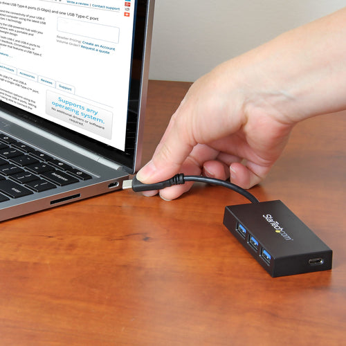 StarTech.com Concentrador USB 3.0 (5Gbps) de 4 Puertos - USB-C a 1x USB-C y 3x USB-A Hubs de interfaz 4 USB 3.2 Gen 1 (3