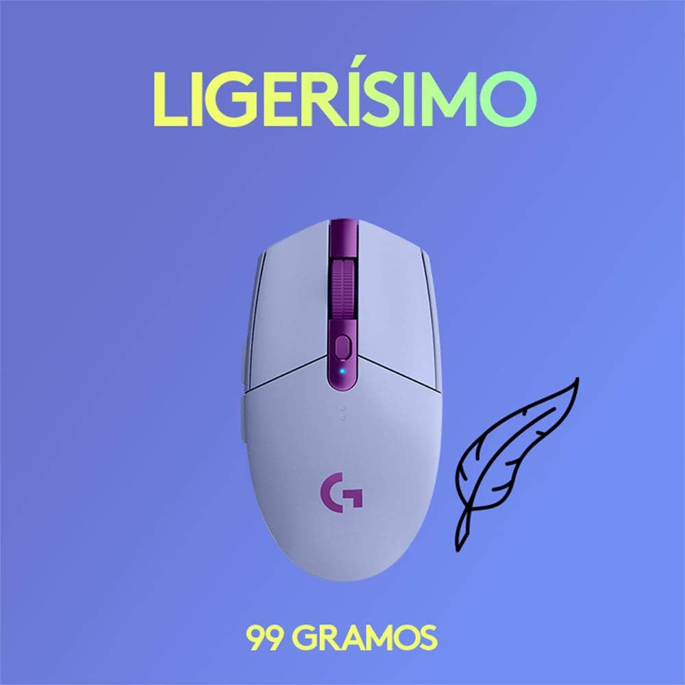 Mouse Lightspeed Gaming Logitech G305 Inalámbrico, Sensor Hero, 6 Botones, Lila - 910-006377 FullOffice.com