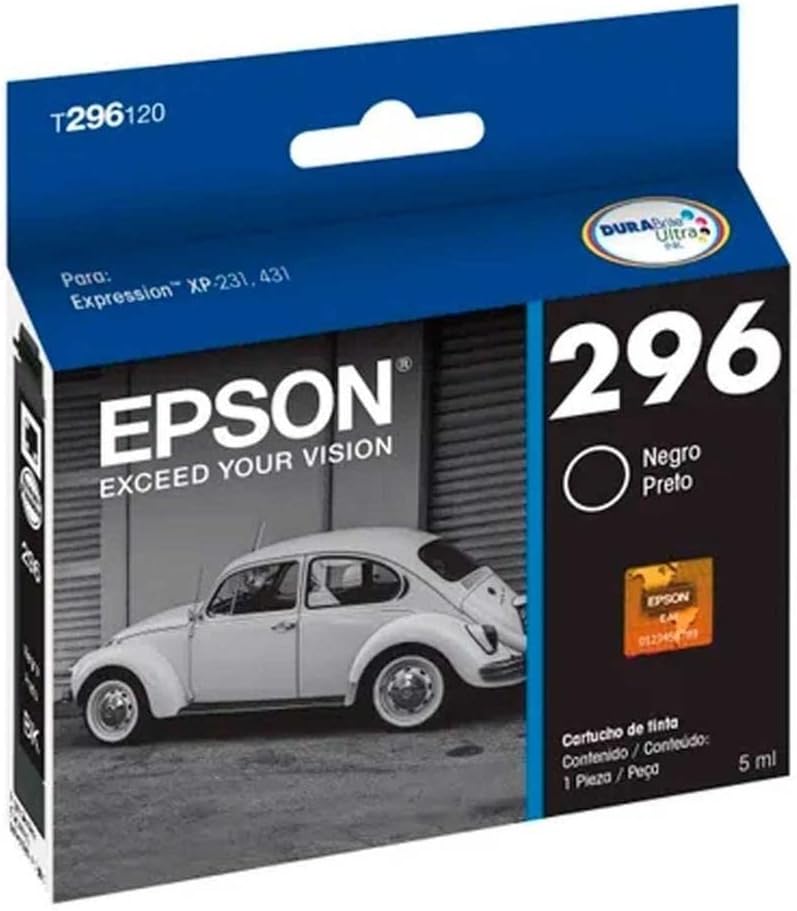 Cartucho de Tinta Epson 296, Compatible: XP231, XP431, 4ml, 130 Páginas, Negro - T296120-AL
