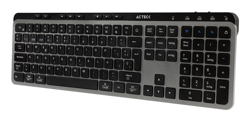 Acteck Inspire Krea TI755 teclado Hogar / Oficina RF inalámbrico + bluetooth QWERTY Español Negro, Gris