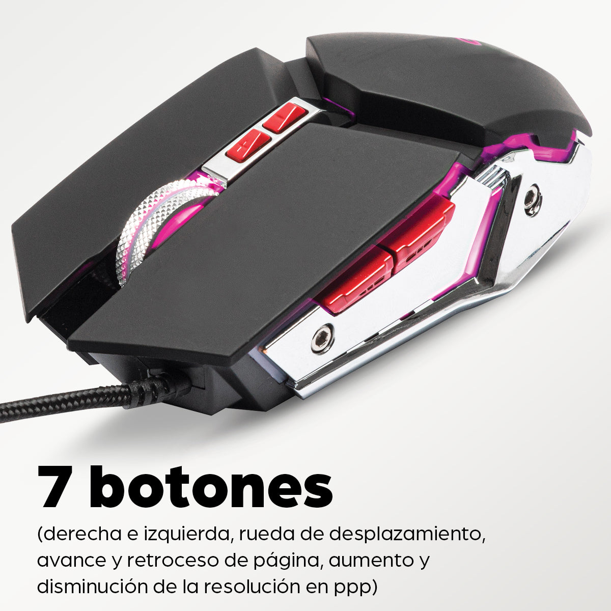 Manhattan Mouse óptico Gaming LED con cable, Diestro, USB tipo A, 3200 DPI