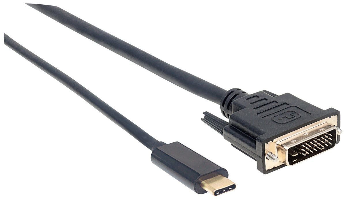 Manhattan 152457 adaptador de cable de vídeo 2 m USB Tipo C DVI Negro