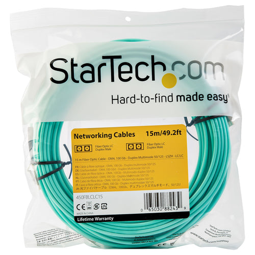 StarTech.com Cable de 1m de Fibra Óptica Multimodo LC/UPC a LC/UPC OM4 - 50/125µm - Fibra LOMMF/VCSEL - Redes de 100G -