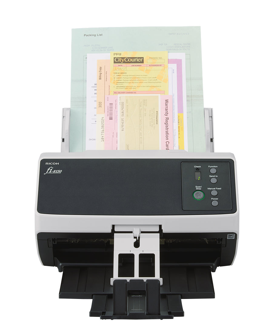 Ricoh FI-8150 ADF + Escáner de alimentación manual 600 x 600 DPI A4 Negro, Gris, 216 x 355.6 mm, 50 ppm, Escala de grises
