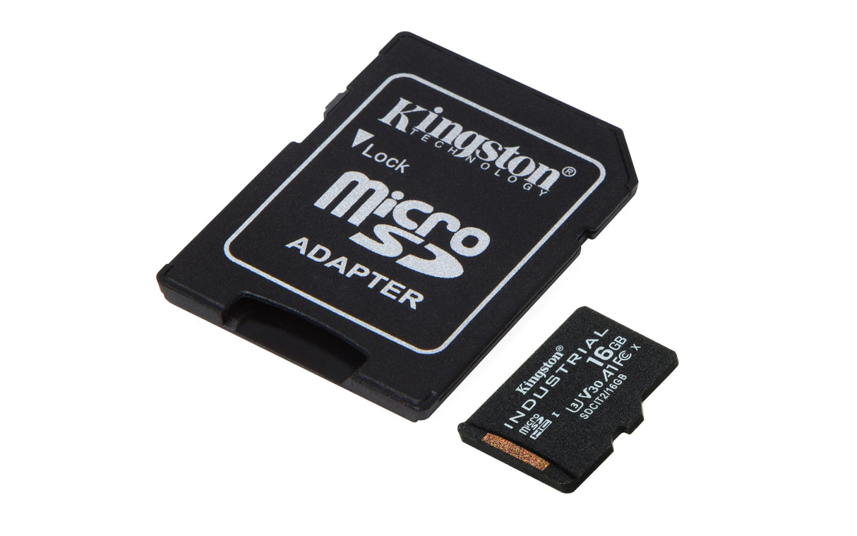 Kingston Technology Tarjeta 16GB microSDHC Industrial C10 A1 pSLC + adaptador SD Memoria Flash 16 GB MicroSDHC 100 MB/s 80 MB/s