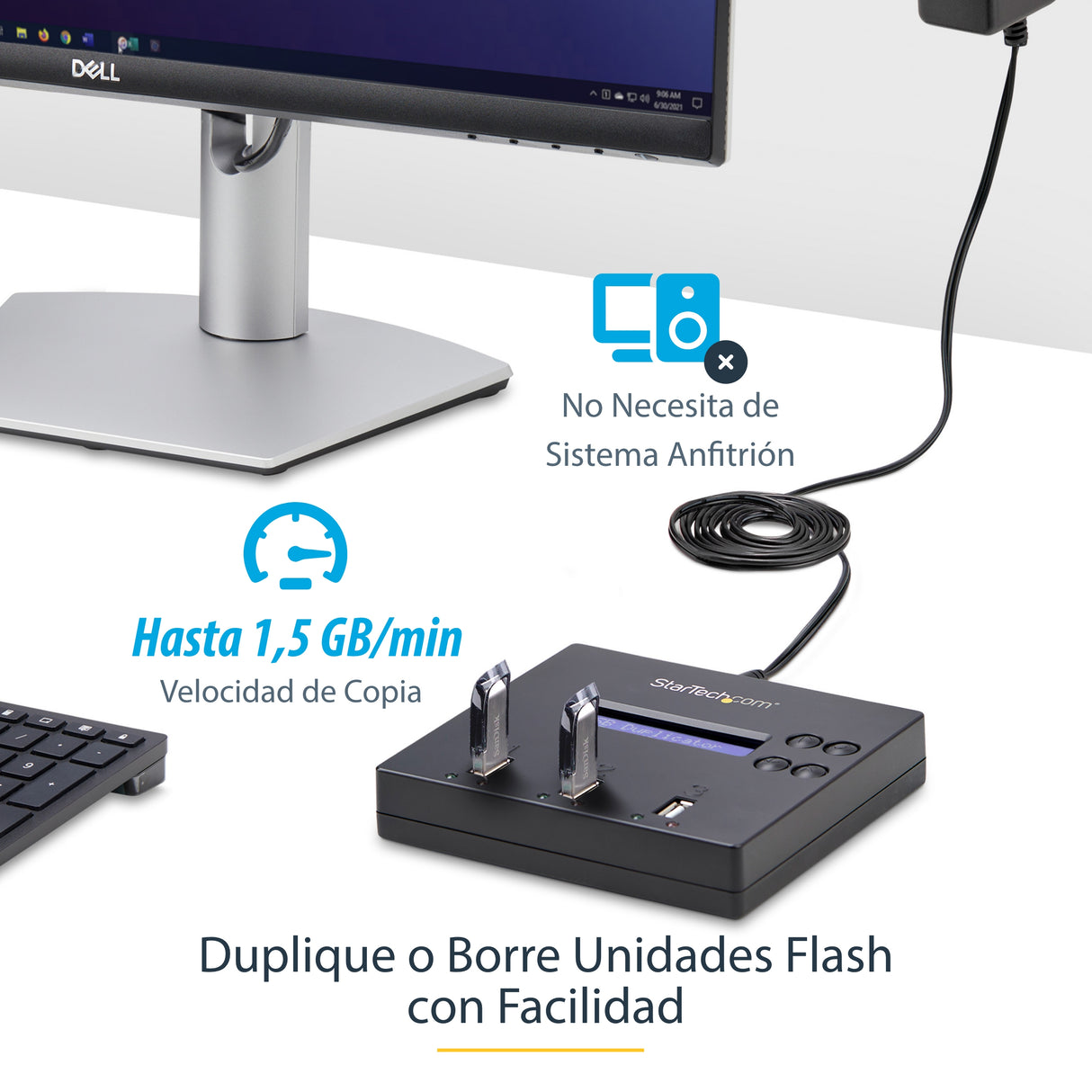 StarTech.com Clonador Autónomo 1:2 para Memorias USB - Copiador de Unidades de Memoria USB - Copia Sector por Sector de Sistema y Ficheros - 1,5 GB/mi