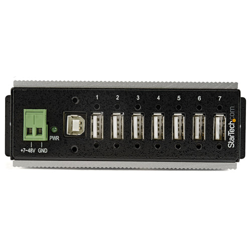 StarTech.com Hub USB 2.0 de 7 Puertos - Hub Ladrón Industrial USB-A (7x USB-A) de Metal con ESD & Protección Contra