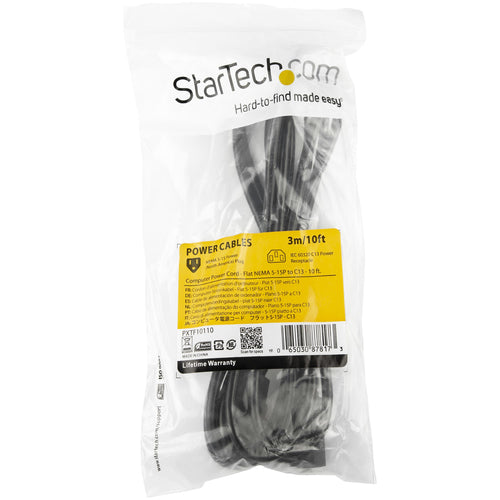 StarTech.com PXTF10110 Cables de transmisión Negro Macho 125 V