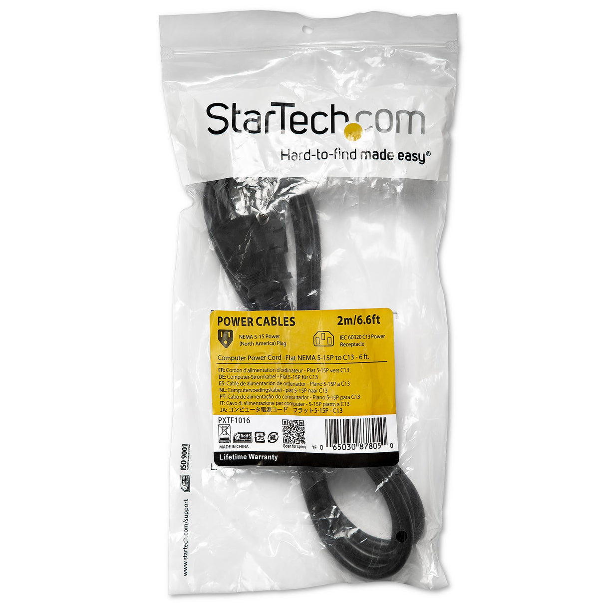 StarTech.com PXTF1016 Cable Negro Macho Hembra 1,8 m
