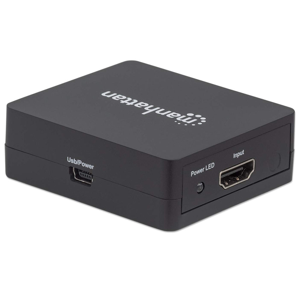 Manhattan Splitter HDMI de 2 puertos, 1080p, negro, duplica la salida de 1 fuente HDMI a 2 pantallas (misma señal en amb