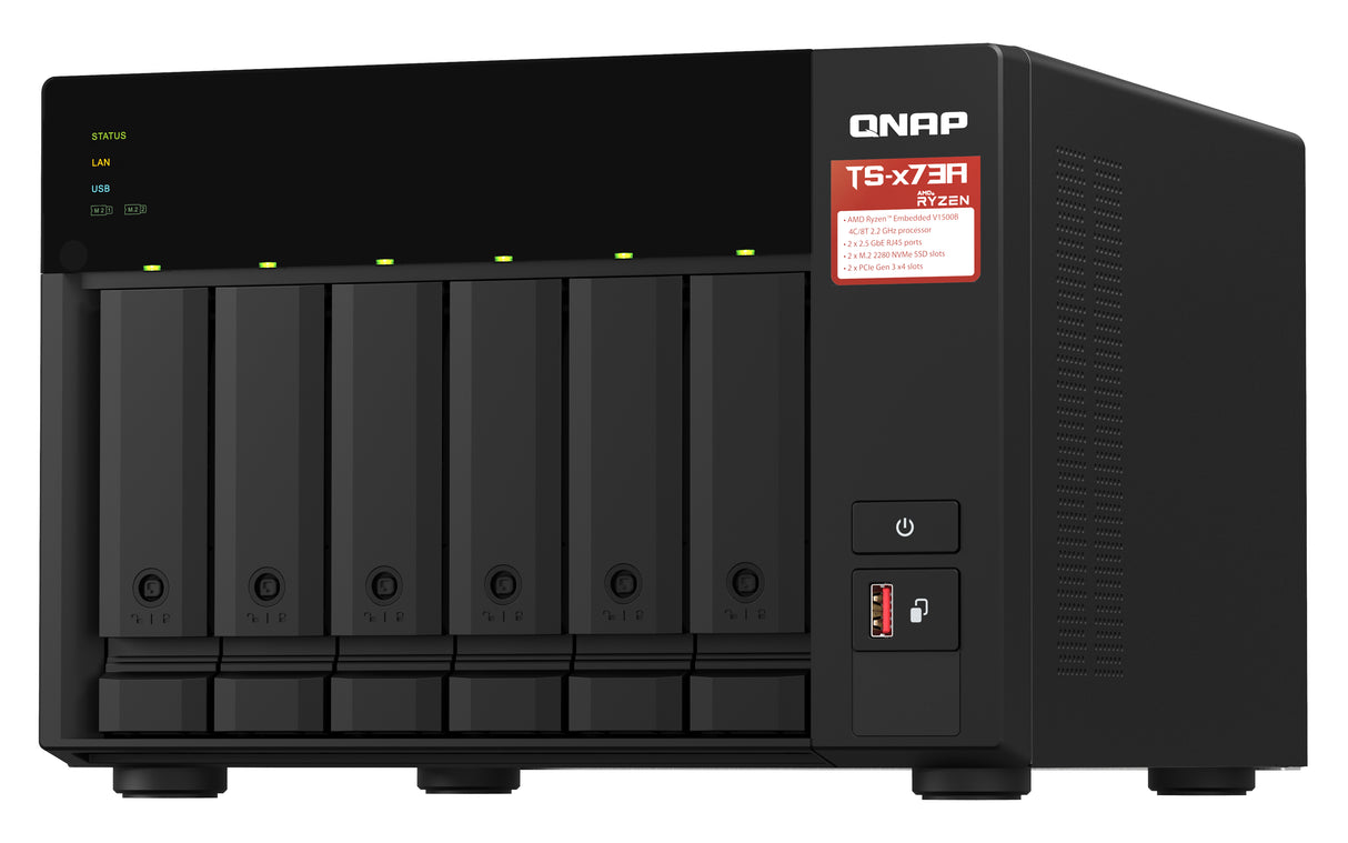 QNAP TS-673A Servidor 0 GB M.2, Serial ATA II, Serial ATA III 2.5,3.5,M.2 cm (2.5,3.5,M.2") 2