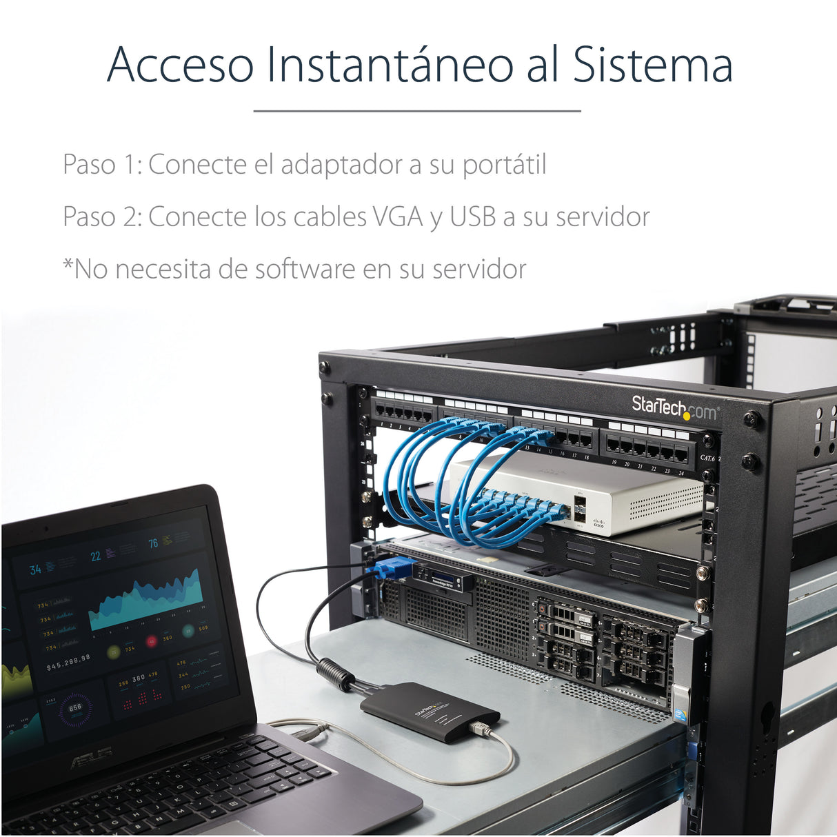 StarTech.com Adaptador Crash Cart USB con Transferencia de Ficheros y Captura de Vídeo Interruptores KVM 1 USB Full HD