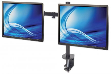 Manhattan Soporte doble de sobremesa para TV/monitores (Articulado), para pantallas de 10" a 27", fijación con abrazader