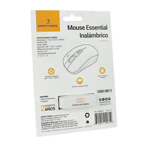 Perfect Choice PC-044819 ratón Oficina Ambidiestro RF inalámbrico Óptico 1600 DPI, Gris, Turquesa