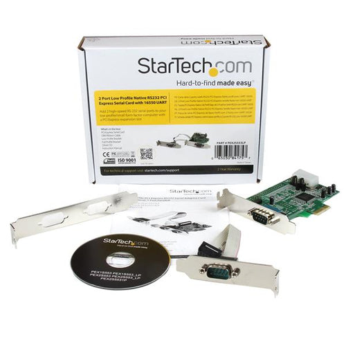 StarTech.com Tarjeta Adaptadora PCI Express de 2 Puertos Serie de Perfil Bajo RS232 UART 16550 Serial Tarjetas y adaptad