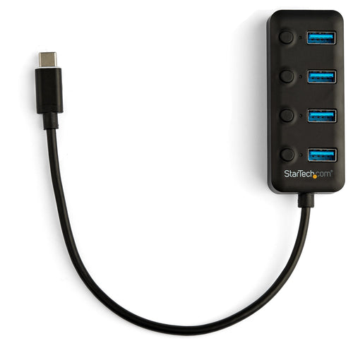 StarTech.com Hub Ladrón USB C de 4 Puertos - Concentrador USB Tipo C a 4 Puertos USB A con Interruptores Individuales de