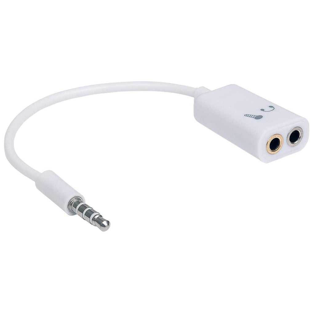 Manhattan Adaptador Audio Estéreo 3.5 mm 2 a1 para Micrófono Y Audífonos Cable 0,2 m 3,5mm Macho 2 x 3.5mm