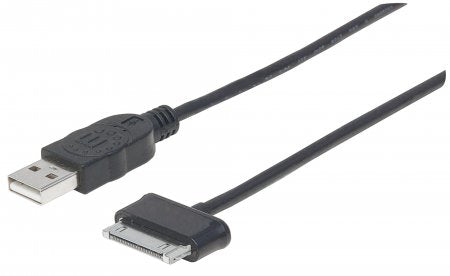 Manhattan 354240 cable de teléfono móvil Negro 1 m USB A Apple 30-pin