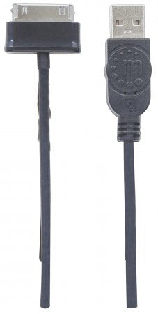 Manhattan 354240 cable de teléfono móvil Negro 1 m USB A Apple 30-pin