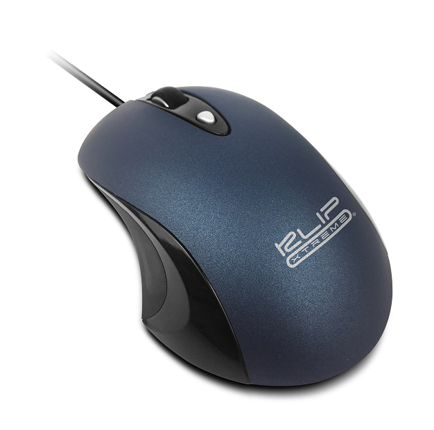 Klip Xtreme ClickQuiet ratón Oficina Ambidiestro USB tipo A Óptico 1600 DPI, Negro, Azul