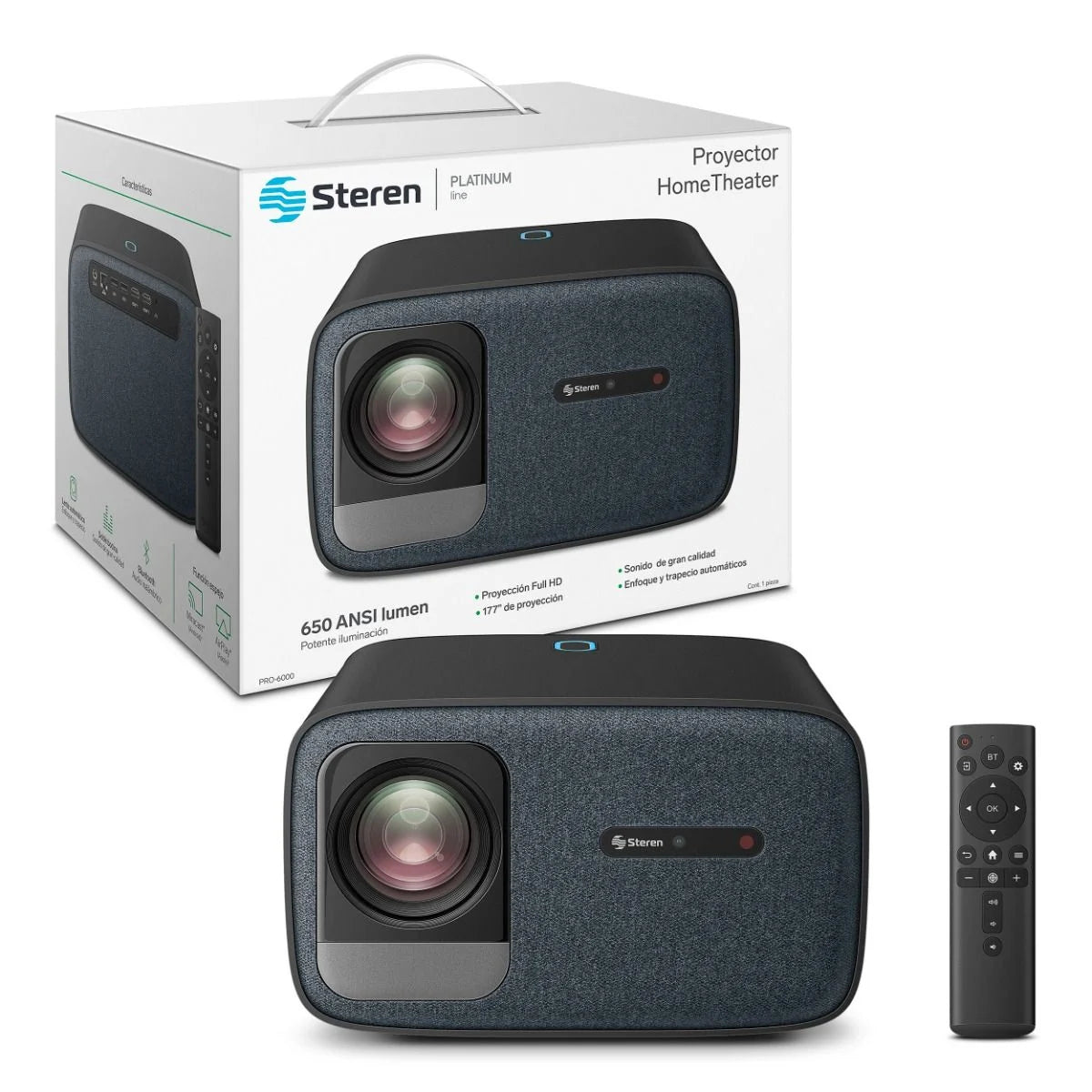 Steren PRO-6000 video proyector Proyector de alcance estándar 650 lúmenes ANSI 1080p (1920x1080) Negro, 1000:1, 1270 - 4