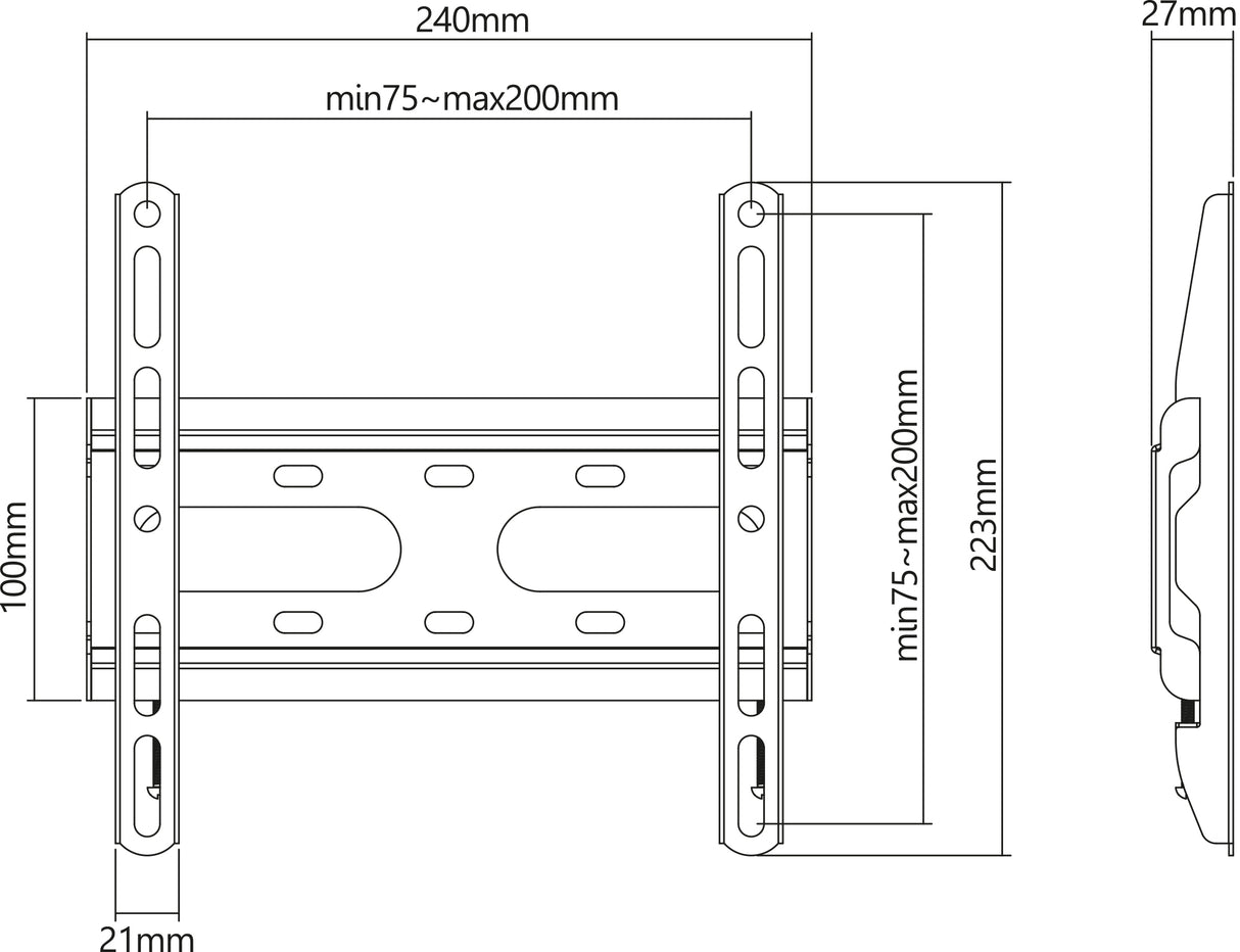 Manhattan Soporte fijo de bajo perfil para TV soportes para tv 45 kg 58,4 cm (23") 1 109,2 cm (43")