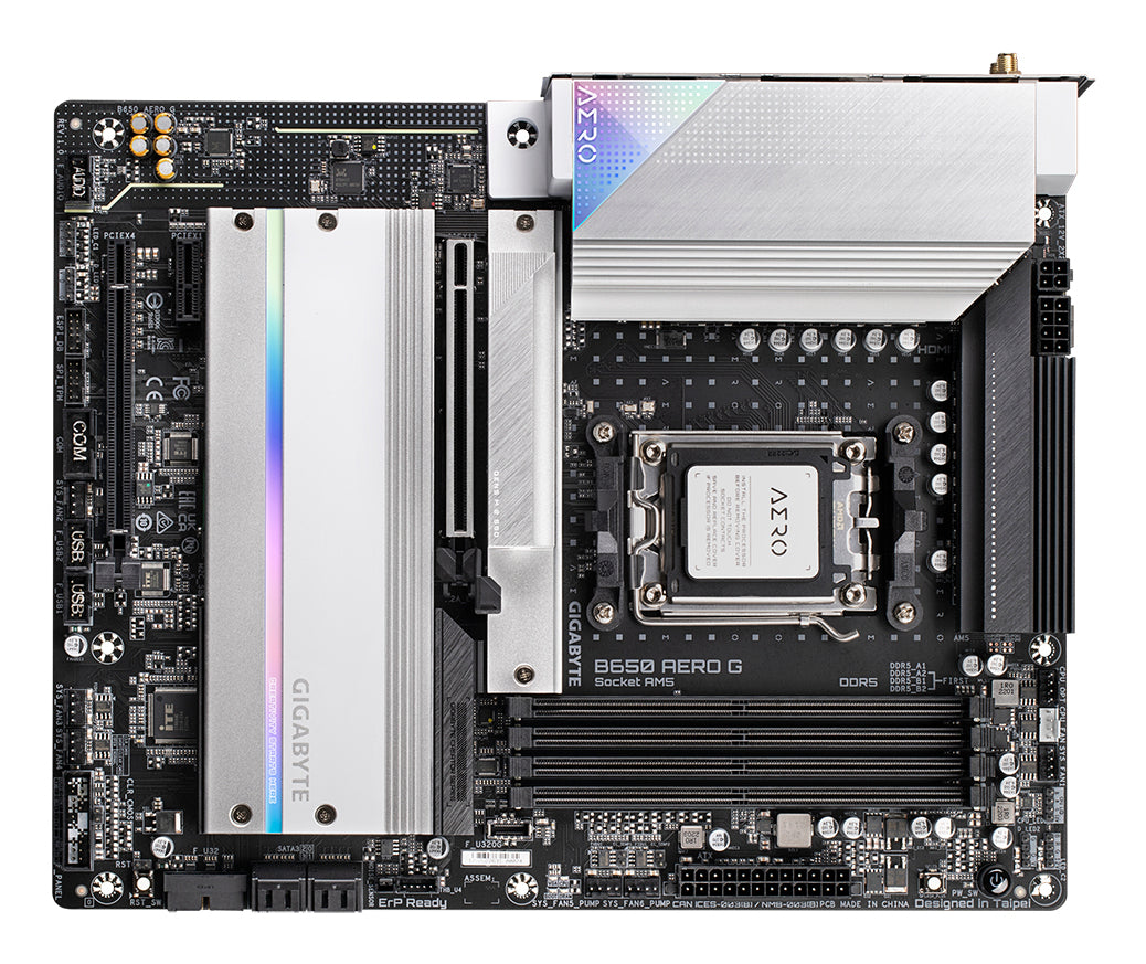 GIGABYTE B650 AERO G Placa base - Compatible con procesadores AMD Ryzen serie 9000, hasta 8000 MHz DDR5 (OC), 1xPCIe 5.0 + 2xPCIe 4.0 M.2, LAN 2,5 GbE, WIFI 6E, USB 3.2 Gen 2 placas base AMD Zócalo AM5 Zócalo AM5 DDR5-SDRAM