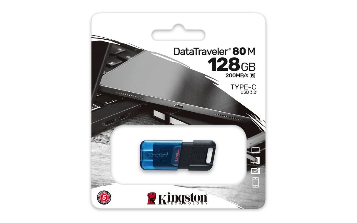 Kingston Technology DataTraveler 80 M Memoria Flash 128 GB USB Tipo C 3.2 Gen 1 (3.1 Gen 1) 200 MB/s