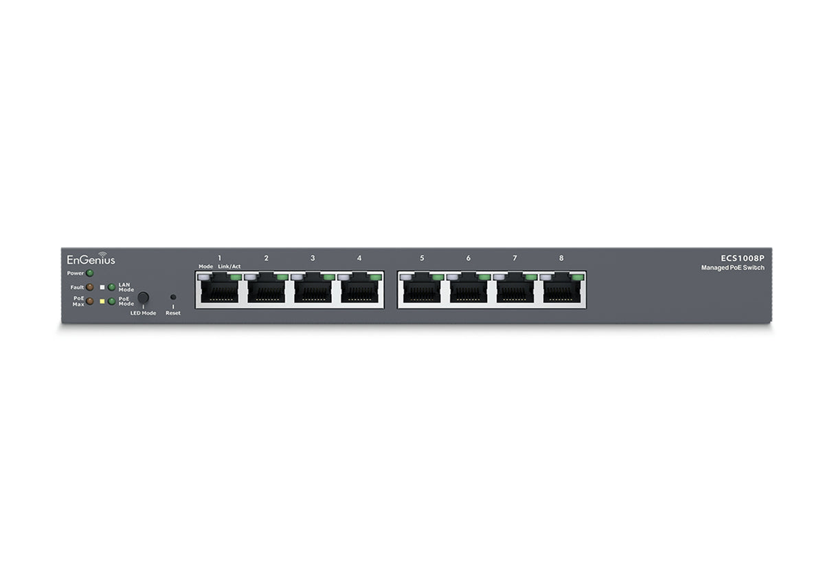 EnGenius ECS1008P switch Gestionado L2 Gigabit Ethernet (10/100/1000) Energía sobre Ethernet (PoE) Negro