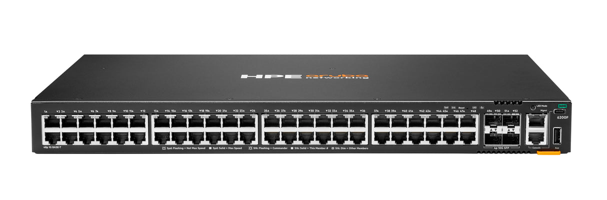 HPE Aruba Networking CX 6200F 48G 4SFP+ Switch, Gestionado, Gigabit Ethernet (10/100/1000), Montaje en rack