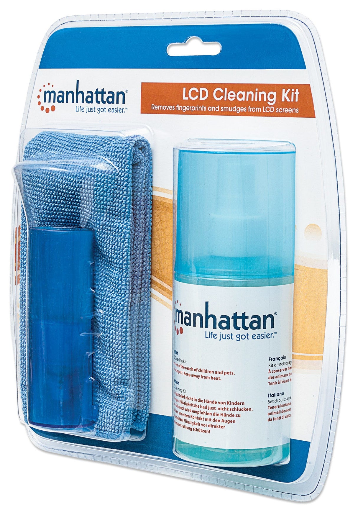 Manhattan Equipo para Limpieza de Pantallas LCD kits de limpieza para equipos LCD/TFT/Plasma 200 ml Microfibra Azul