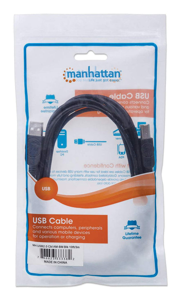 Manhattan Cable para Dispositivos USB B de Alta Velocidad Cable USB 2.0 USB A USB B Macho