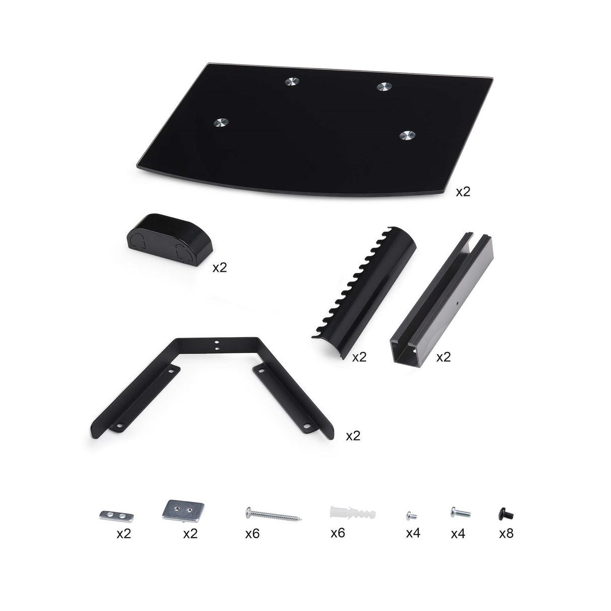 StarTech.com 2B-WALL-MOUNT-SHELF Estantes para equipos av Negro Vidrio 250 mm
