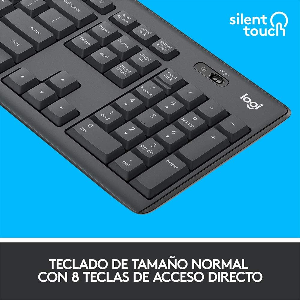 Kit de Teclado y Mouse Logitech MK295 Silent, Inalámbrico, USB, Grafito - 920-009792 FullOffice.com