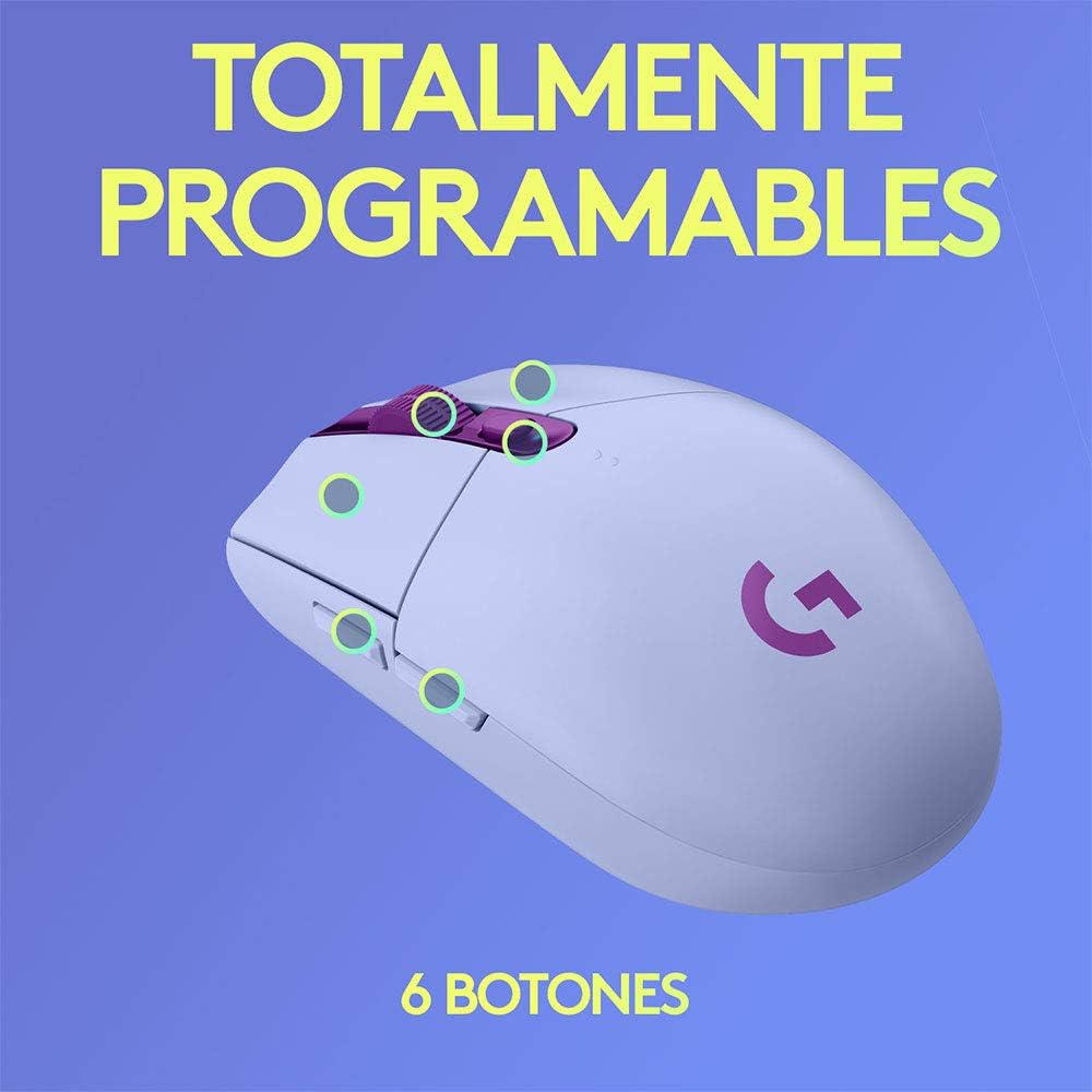 Mouse Lightspeed Gaming Logitech G305 Inalámbrico, Sensor Hero, 6 Botones, Lila - 910-006377 FullOffice.com