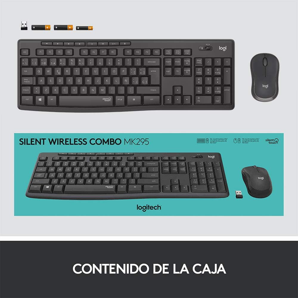 Kit de Teclado y Mouse Logitech MK295 Silent, Inalámbrico, USB, Grafito - 920-009792 FullOffice.com