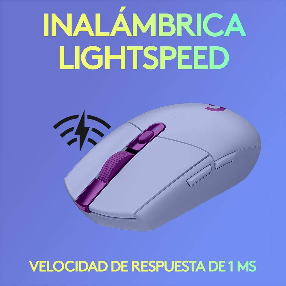 Mouse Lightspeed Gaming Logitech G305 Inalámbrico, Sensor Hero, 6 Botones, Lila - 910-006377 FullOffice.com