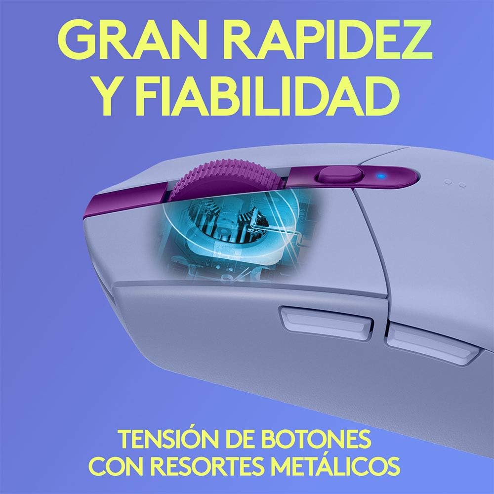 Mouse Lightspeed Gaming Logitech G305 Inalámbrico, Sensor Hero, 6 Botones, Lila - 910-006377 FullOffice.com