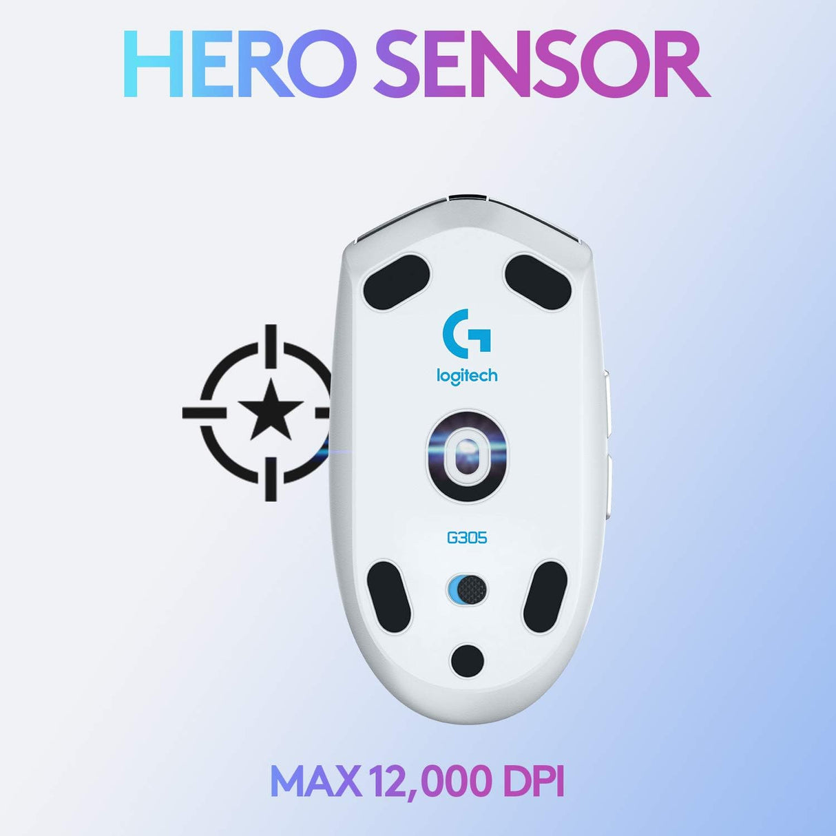 Mouse Lightspeed Gaming Logitech G305 Inalámbrico, Sensor Hero, 6 Botones, Blanco - 910-005290 FullOffice.com