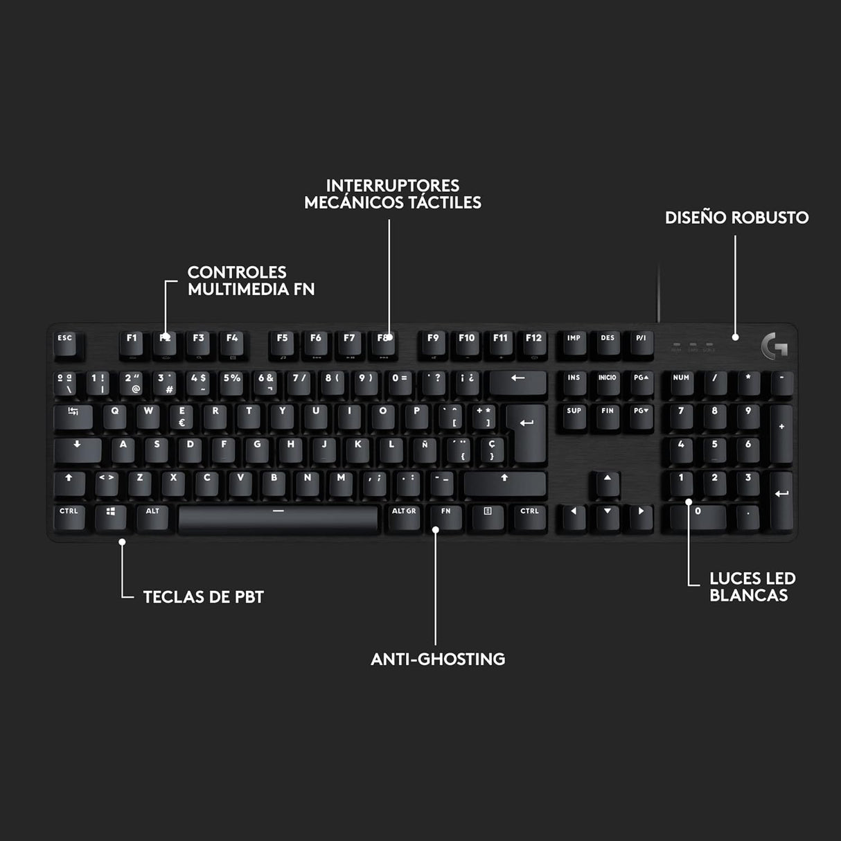 Teclado Gamer Logitech G413 SE, Gaming, Mecánico, Alámbrico, Negro - 920-010433
