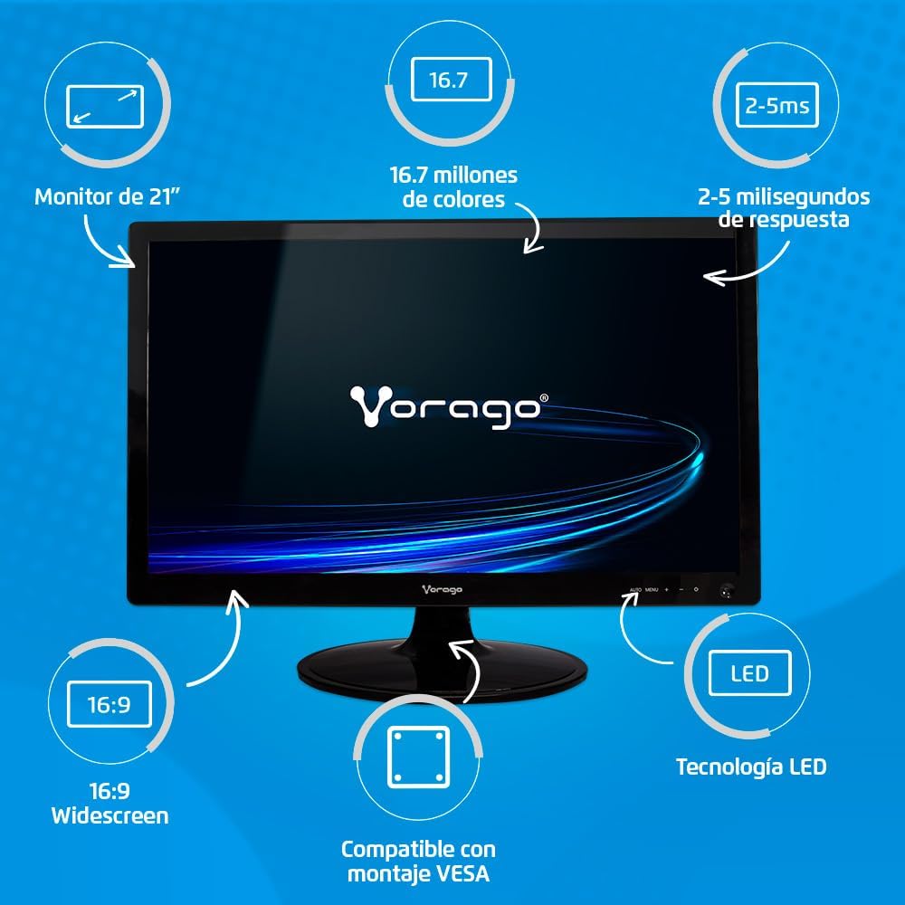 Monitor Vorago Led 21.5" W21-300 Fhd Resolucion 1920X1080