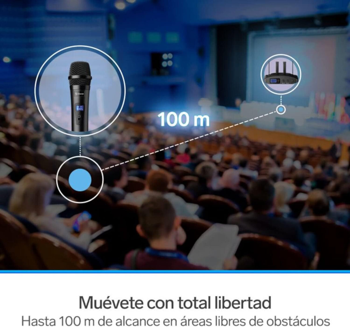 Sistema Profesional Steren 2 Micrófonos Inalámbricos Uhf Batería Recargable