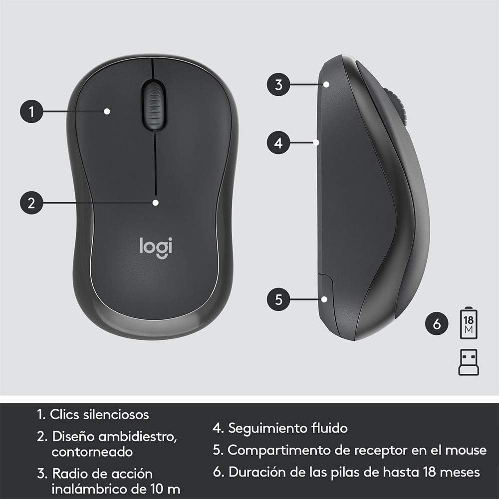 Kit de Teclado y Mouse Logitech MK295 Silent, Inalámbrico, USB, Grafito - 920-009792 FullOffice.com