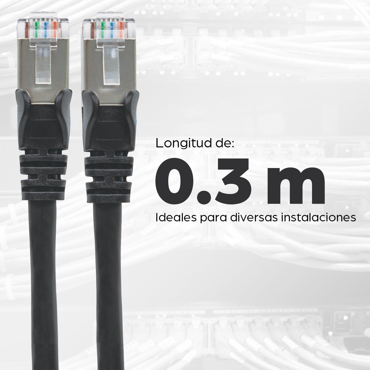 Intellinet Cable de Red Cat6a S/FTP, 30 cm, Negro Cable Negro 0,3 m Cat6a S/FTP (S-STP)