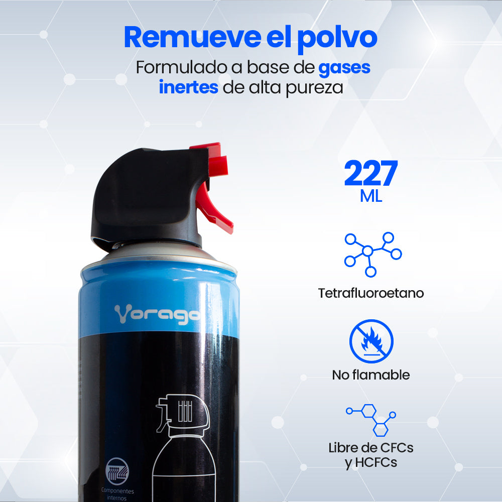AIRE COMPRIMIDO VORAGO 660 ML NO FLAMABLE 100% ECOLOGICO CLN-300