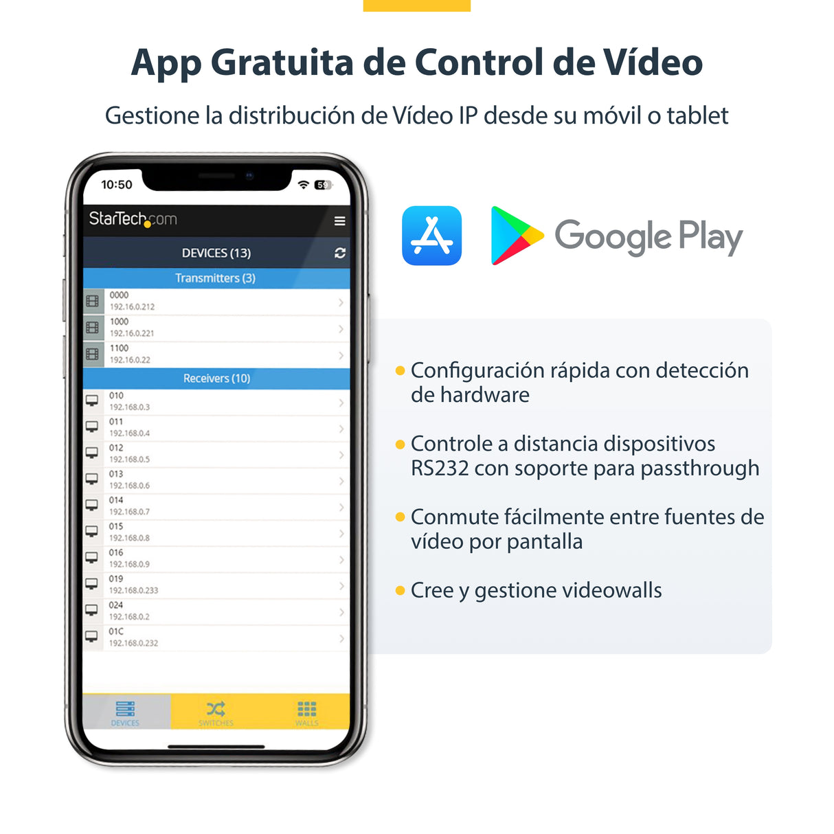 StarTech.com Juego de Extensor Alargador HDMI 4K con Soporte para Muro Multivídeo - Extensor por IP compatible con Video