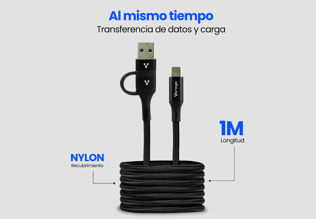 Vorago CAB-126 cable USB 1 m USB A/USB C USB C Negro | Cables USB