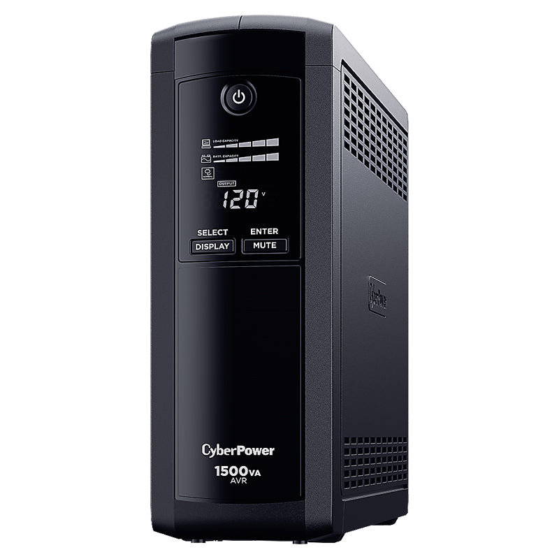 UPS/NO BREAK CYBERPOWER CP1500AVRLCDa 1500VA/900W LCD/AVR/ 12CONT, Pantalla LCD/Regulador de Voltaje/Autonomía 12 Horas