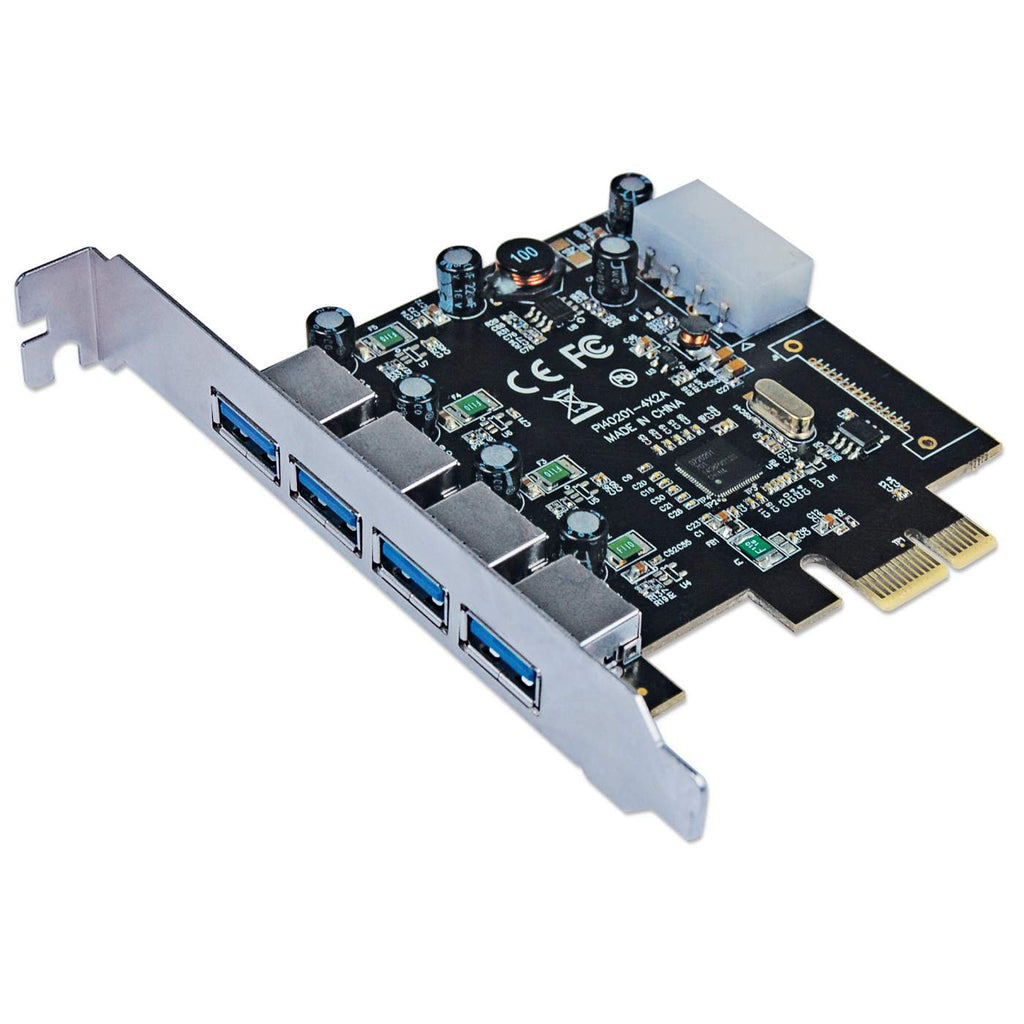 Manhattan Tarjeta PCI express USB 3.0 de 4 puertos tarjetas y adaptadores de interfaz PCIe USB 3.2 Gen 1 (3.1 Gen 1) 4 1